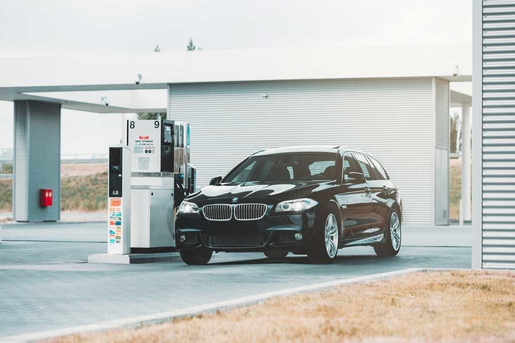 BMW diesel engine in gas station